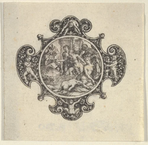 Copy of the Center of a Design for a Brooch by Johann Theodor de Bry, print, 1580-1700