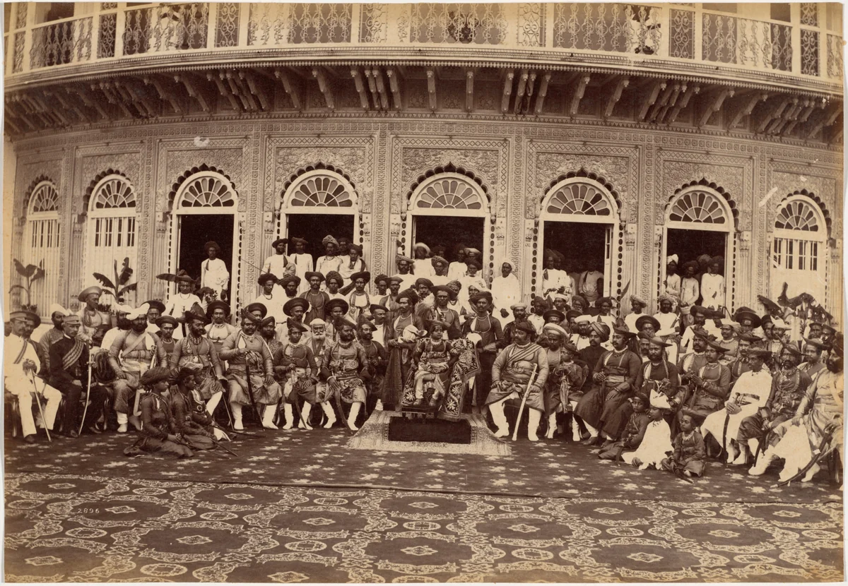 Maharaja Scindia, Nobles, and High Officials, Gwalior by Raja Deen Dayal, photograph, 1887