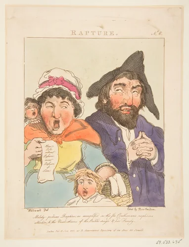 Rapture (Le Brun Travested, or Caricatures of the Passions) by Thomas Rowlandson, print, 1800