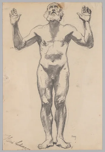 Nude Study of an Old Man by Henri Lehmann, drawing, 1858