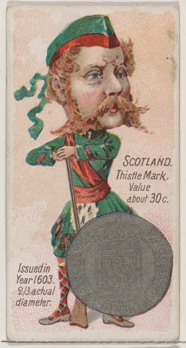 Scotland, Thistle Mark, from the series Coins of All Nations (N72, variation 2) for Duke brand cigarettes by W. Duke, Sons & Co., print, 1889