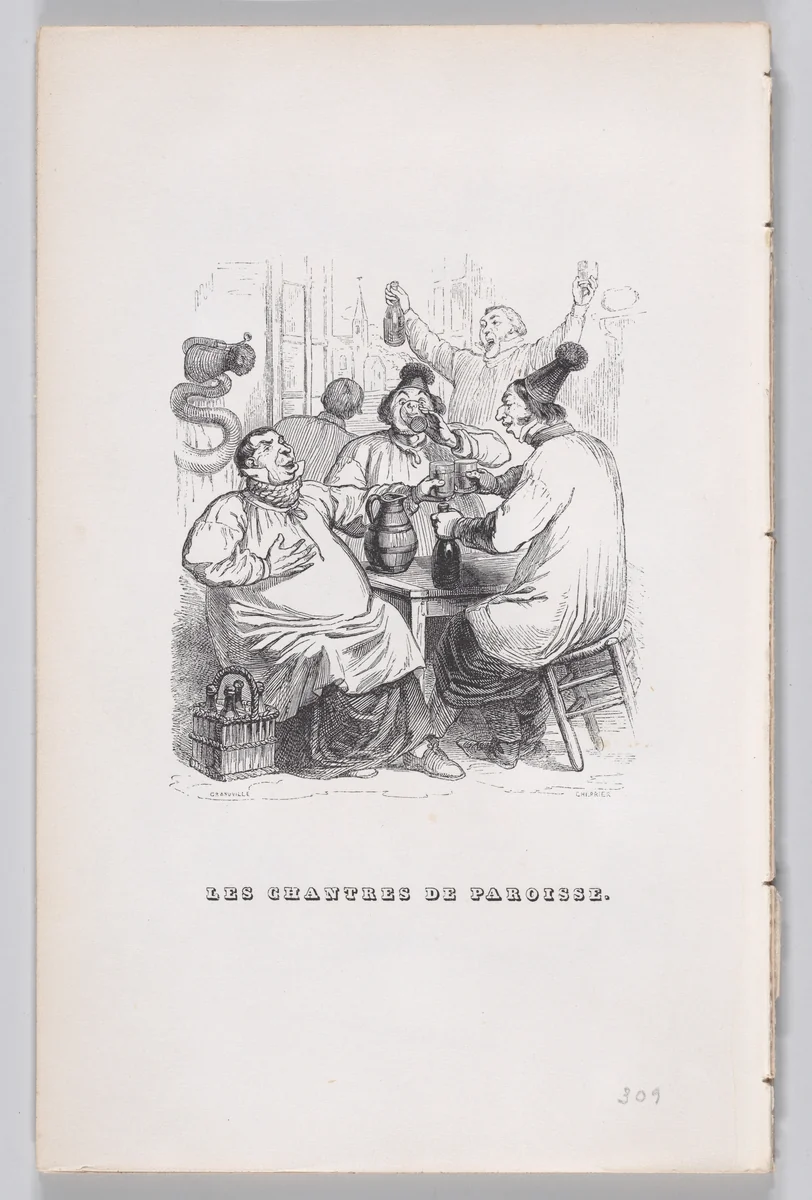 The Parish Singers, from "The Complete Works of Béranger" by J. J. Grandville, print, 1836