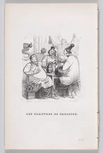 The Parish Singers, from "The Complete Works of Béranger" by J. J. Grandville, print, 1836