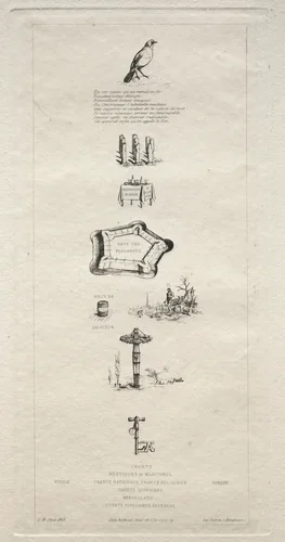 Rebus: "Beranger was not really strong for he never had the key to the fields" by Charles Meryon, print, 1863