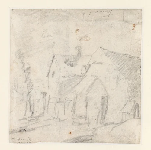 Schets van huizen by David Teniers, drawing, 1620-1690