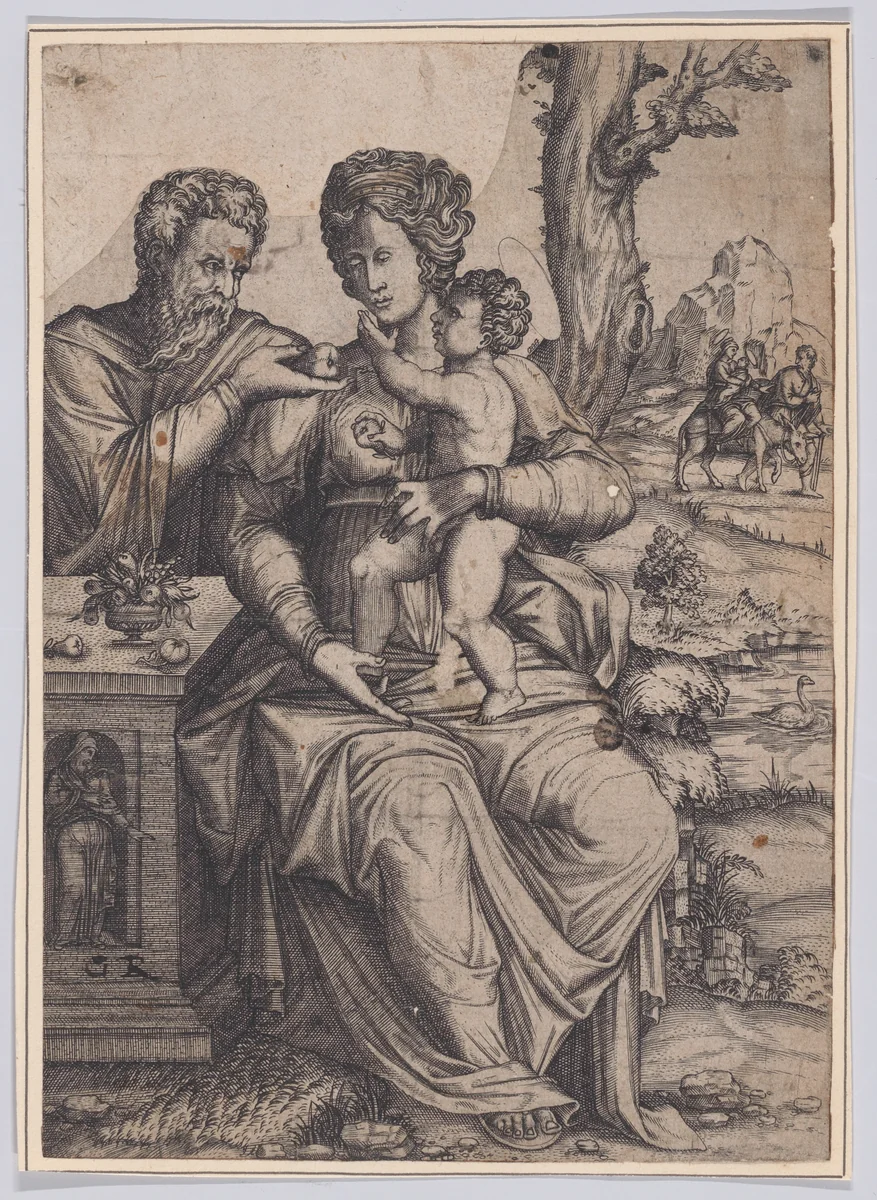 Holy Family by Lambert Suavius, print, 1540-1560