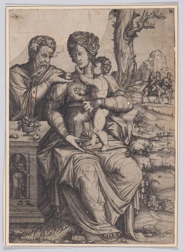 Holy Family by Lambert Suavius, print, 1540-1560
