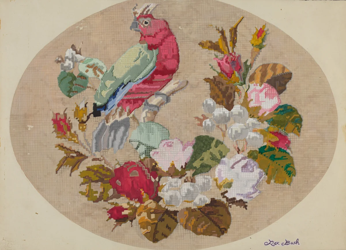Embroidered Picture by Rex F. Bush, index of american design, 1936