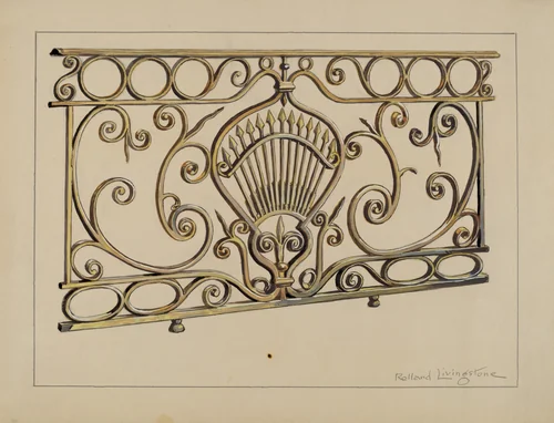 Balcony Railing by Rolland Livingstone, index of american design, 1936