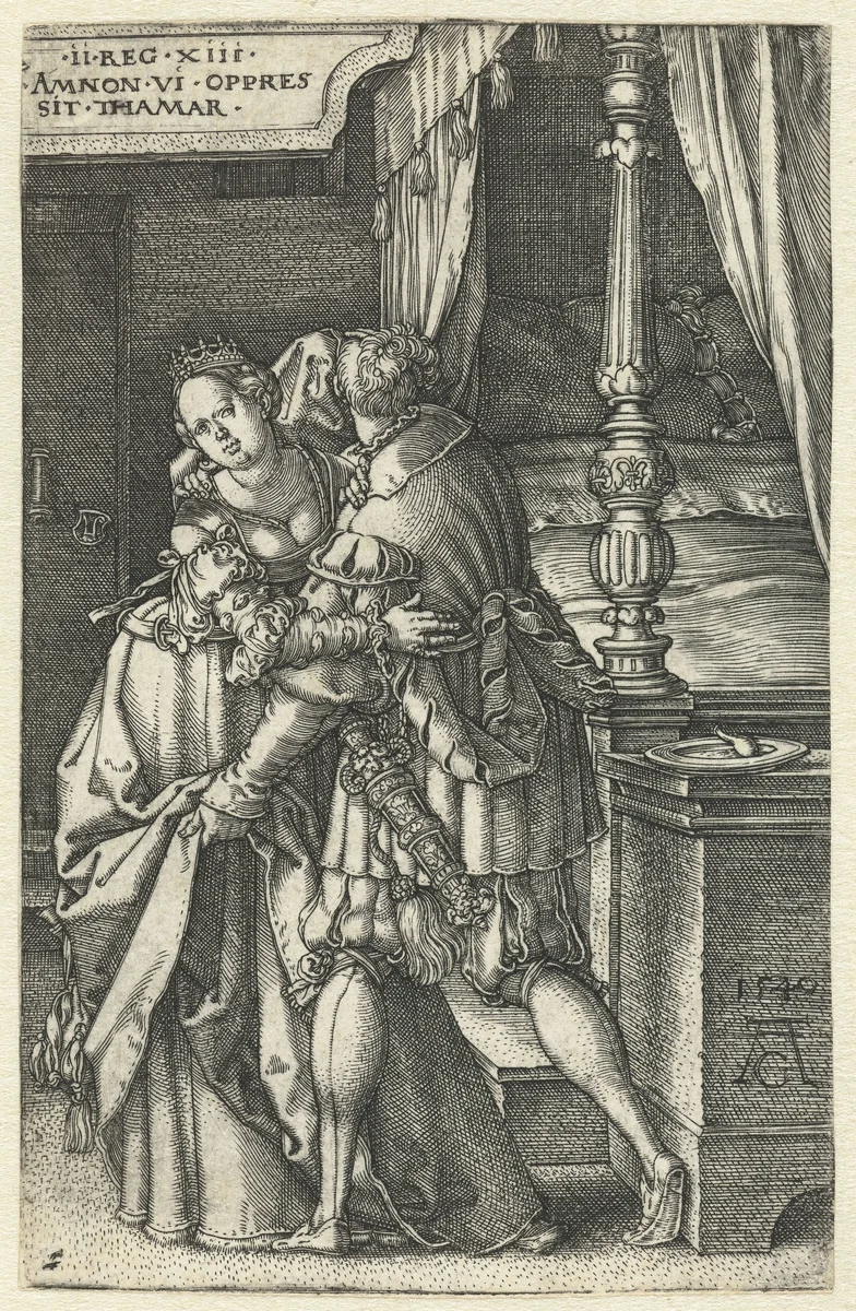 Amnon verkracht Tamar by Unknown, print, 1540