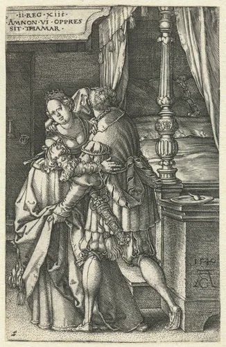 Amnon verkracht Tamar by Unknown, print, 1540