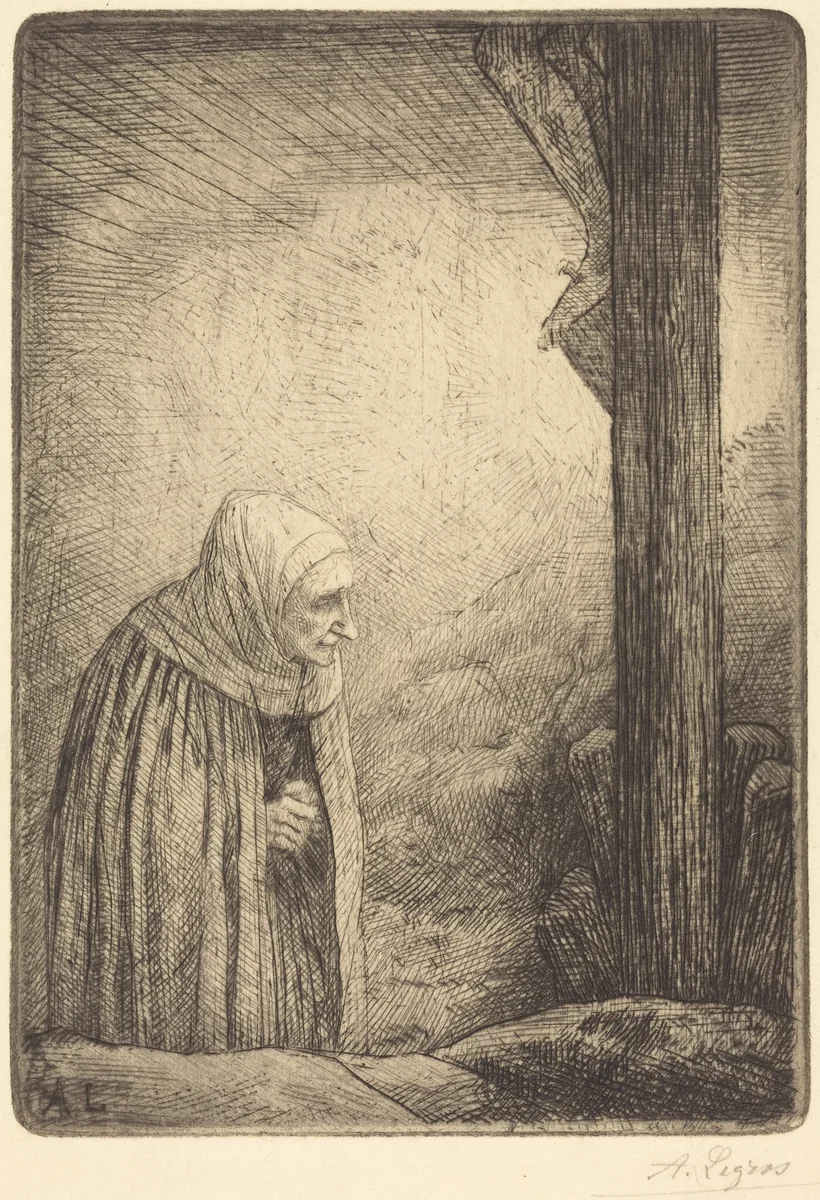 Woman at the Foot of the Cross (Femme au calvaire) by Alphonse Legros, print, 1837-1911