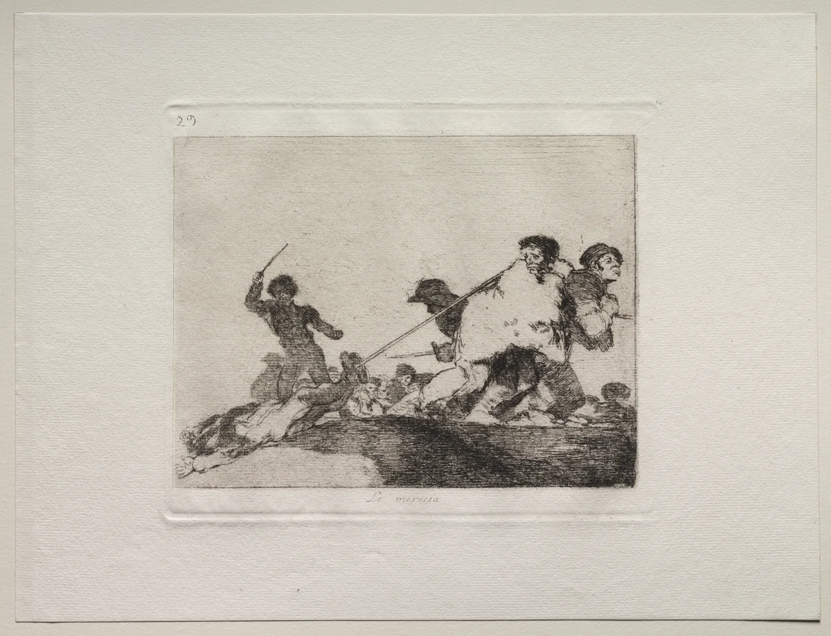 The Horrors of War: He Deserved It by Francisco de Goya, print, 1810-1863
