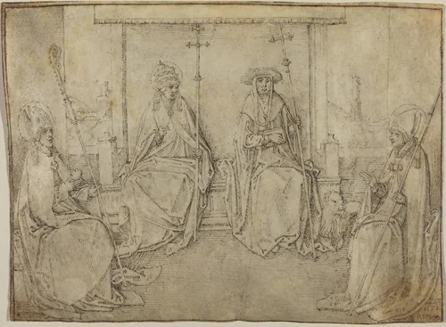 The Four Latin Fathers of the Church by Valentijn van Orley, drawing, 1510-1515