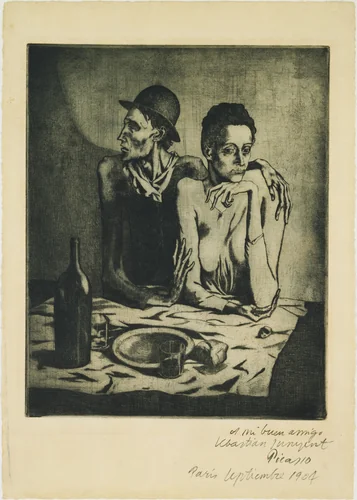 The Frugal Repast (Le Repas frugal ) from the Saltimbanques series by Pablo Picasso, print, 1904