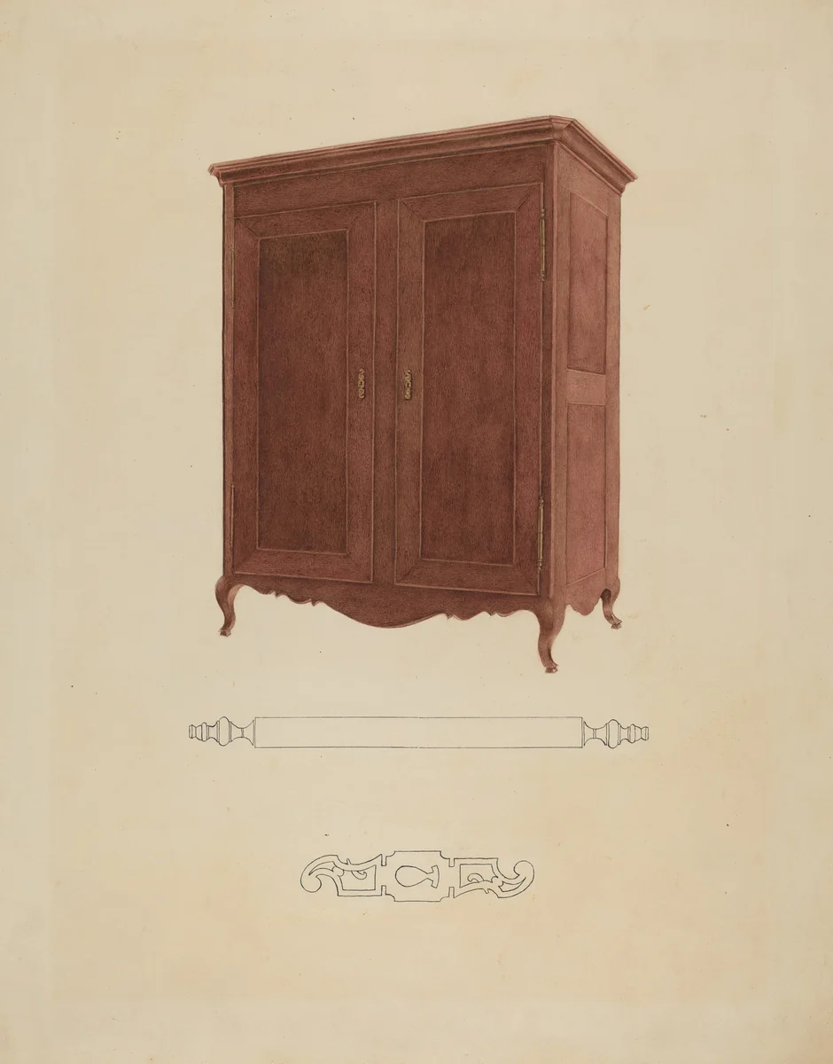Wooden Armoire by Adele Brooks, index of american design, 1941