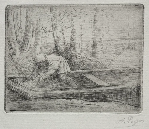 Man in a Punt by Alphonse Legros, print, 1857-1911