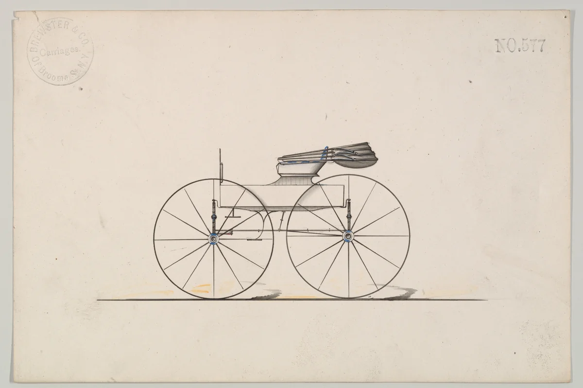 Square Box Wagon #577 by Brewster & Co., drawing, 1860-1870