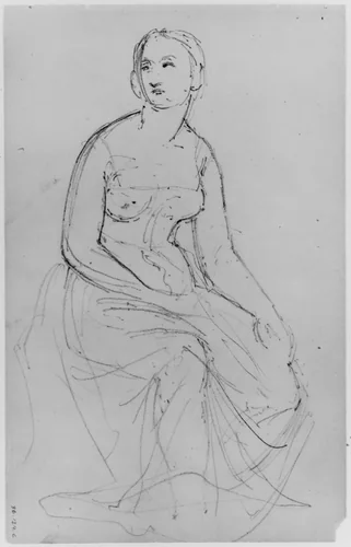 Portrait of a Woman (from Sketchbook) by Daniel Huntington, artwork, 1870