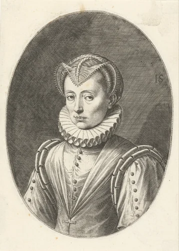 Portret van Renata van Lotharingen, hertogin van Beieren by Unknown, print, 1588-1595