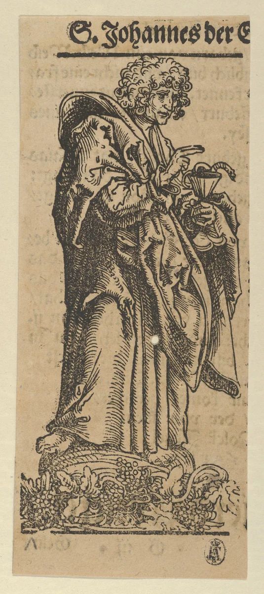 Silver Statuette of St. John, from the "Wittenberg Reliquaries" by Lucas Cranach, print, 1472-1553