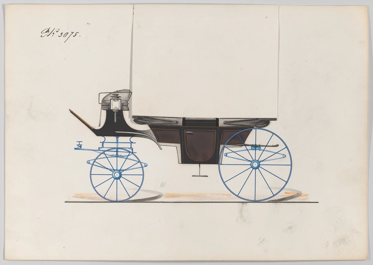 Design for Landau, No. 3075 by Brewster & Co., drawing, 1874