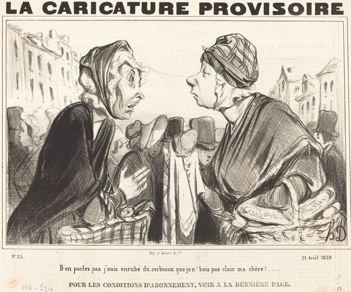 B'en parlez pas j'suis enrubé du cerbeaux... by Honoré Daumier, print, 1839