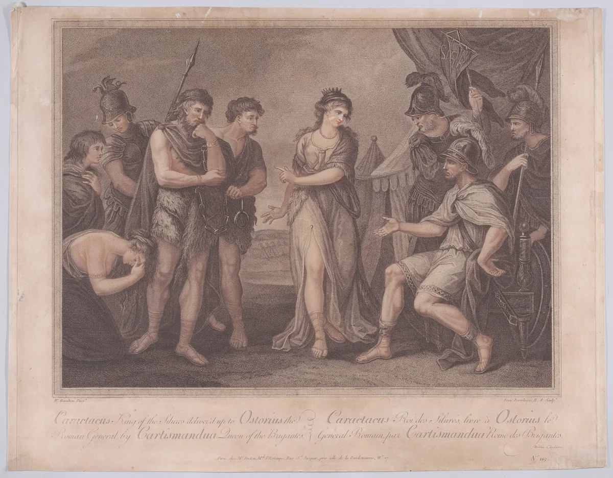 Caractacus Delivered to Ostorius by Francesco Bartolozzi, print, 1788