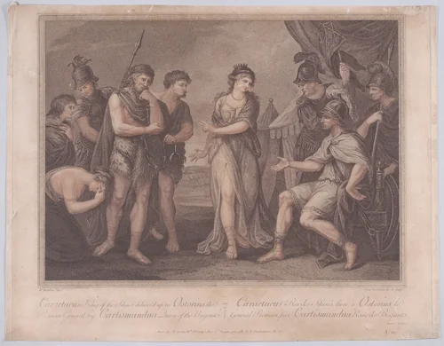 Caractacus Delivered to Ostorius by Francesco Bartolozzi, print, 1788