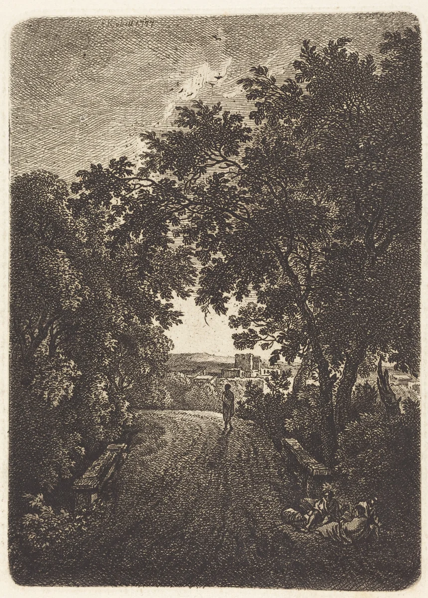 An Evening Stroll by Ferdinand Kobell, print, 1777