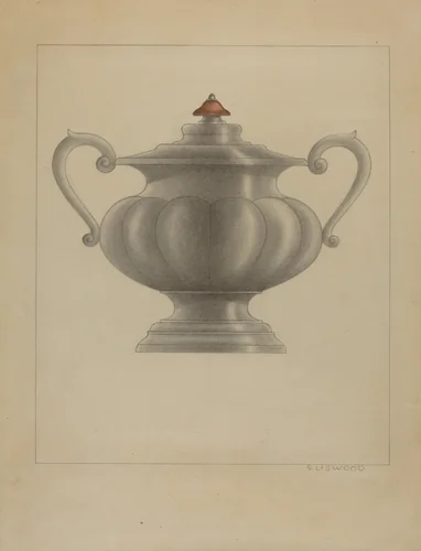 Pewter Sugar Bowl by Sidney Liswood, index of american design, 1936