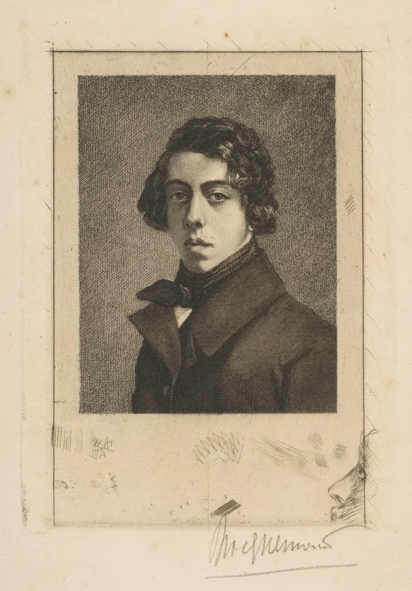 Portrait of Théodore Chassériau by Félix Bracquemond, print, 1893