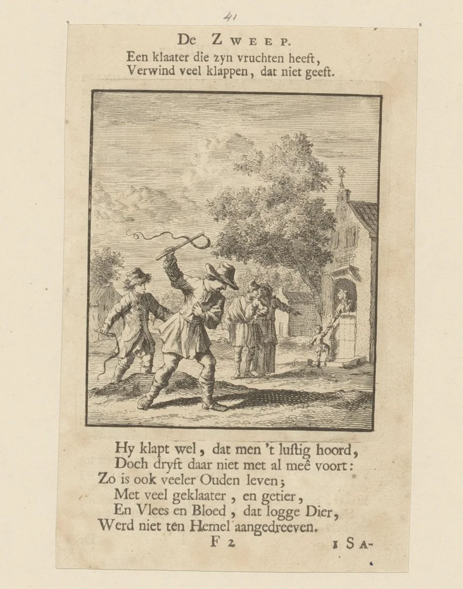Kinderen spelend met zwepen by Zacharias Chatelain, print, 1712