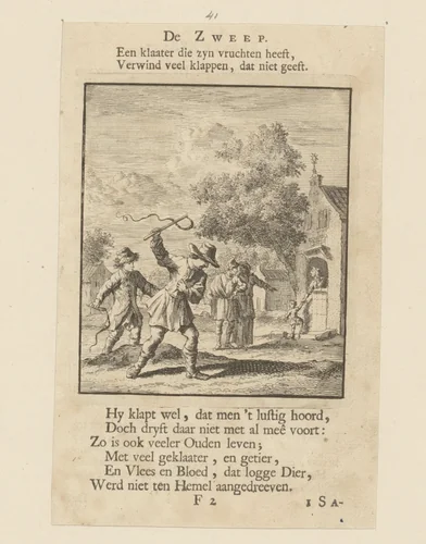 Kinderen spelend met zwepen by Zacharias Chatelain, print, 1712