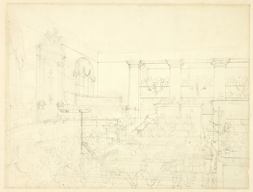 Study for Old Bailey, from Microcosm of London by Augustus Charles Pugin
Thomas Rowlandson, drawing, 1807-1809