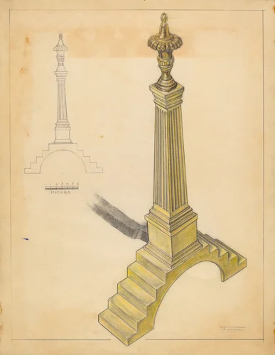 Andiron by Frank Fumagalli, index of american design, 1935-1942