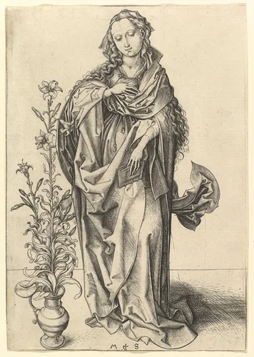 The Annunciation: The Virgin by Martin Schongauer, print, 1465-1485