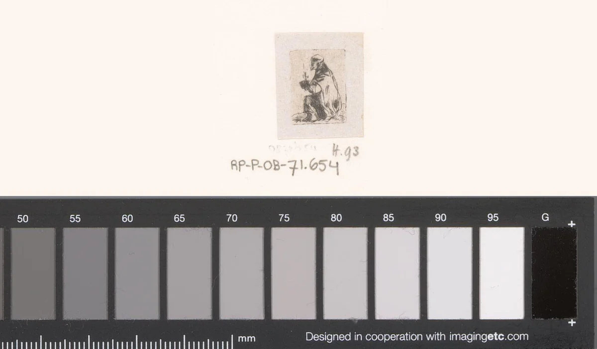Geknielde monnik met kruis by Jean Pierre Norblin de la Gourdaine, print, 1778-1780