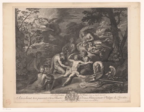Vergoddelijking van Aeneas by Michel Corneille, print, 1655-1702