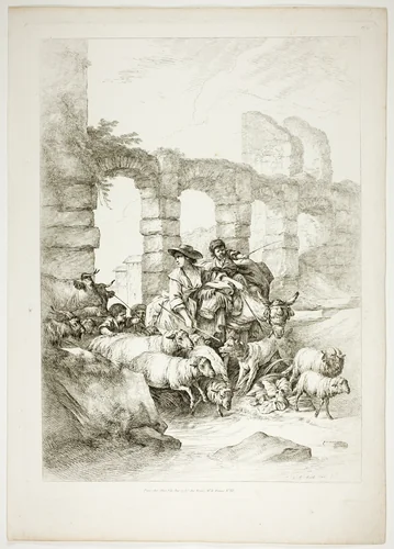 Plate Twelve of 38 from Oeuvres de J. B. Huet by Jean Baptiste Huet, print, 1796-1799
