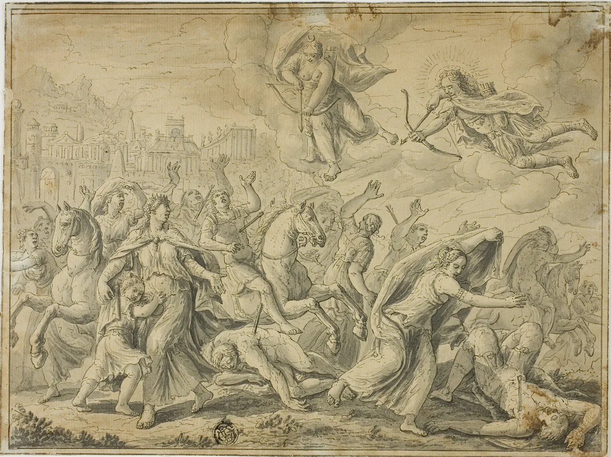 Death of Niobe's Children by Marten de Vos, drawing, 1552-1725