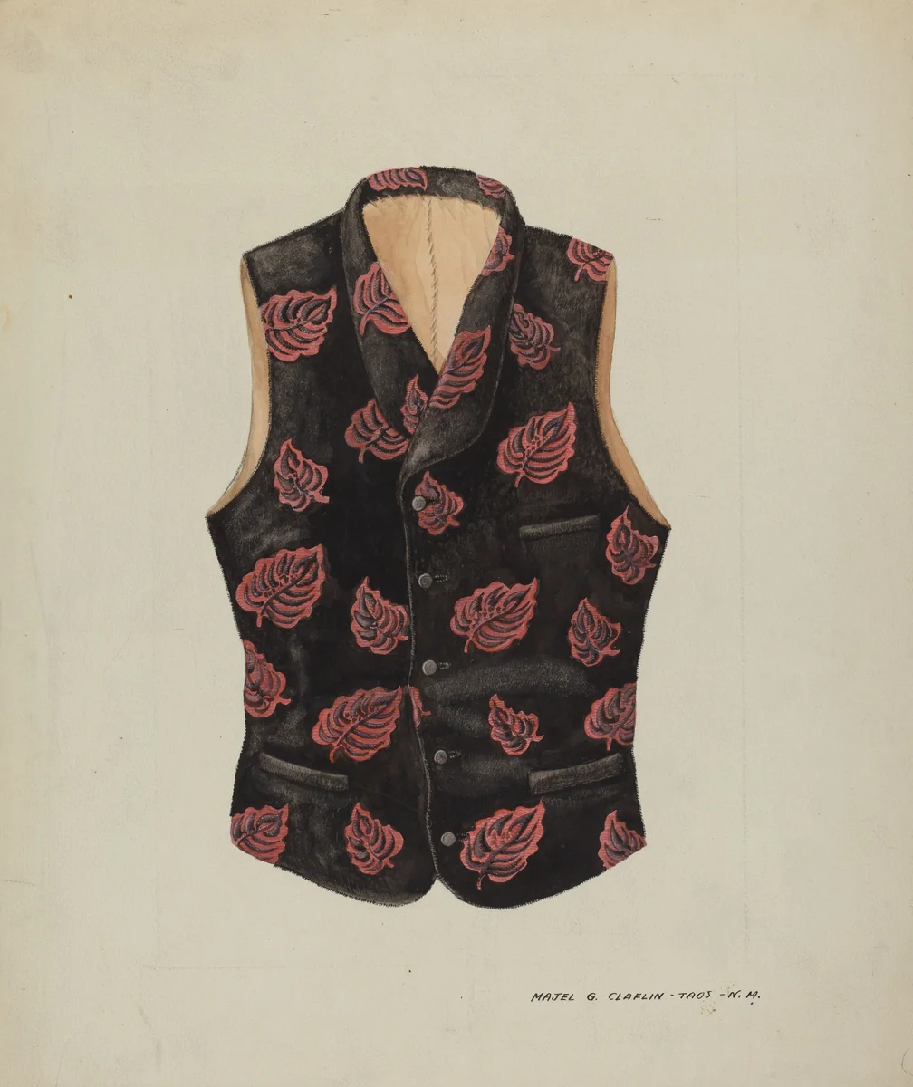 Embroidered Velvet Vest by Majel G. Claflin, index of american design, 1937