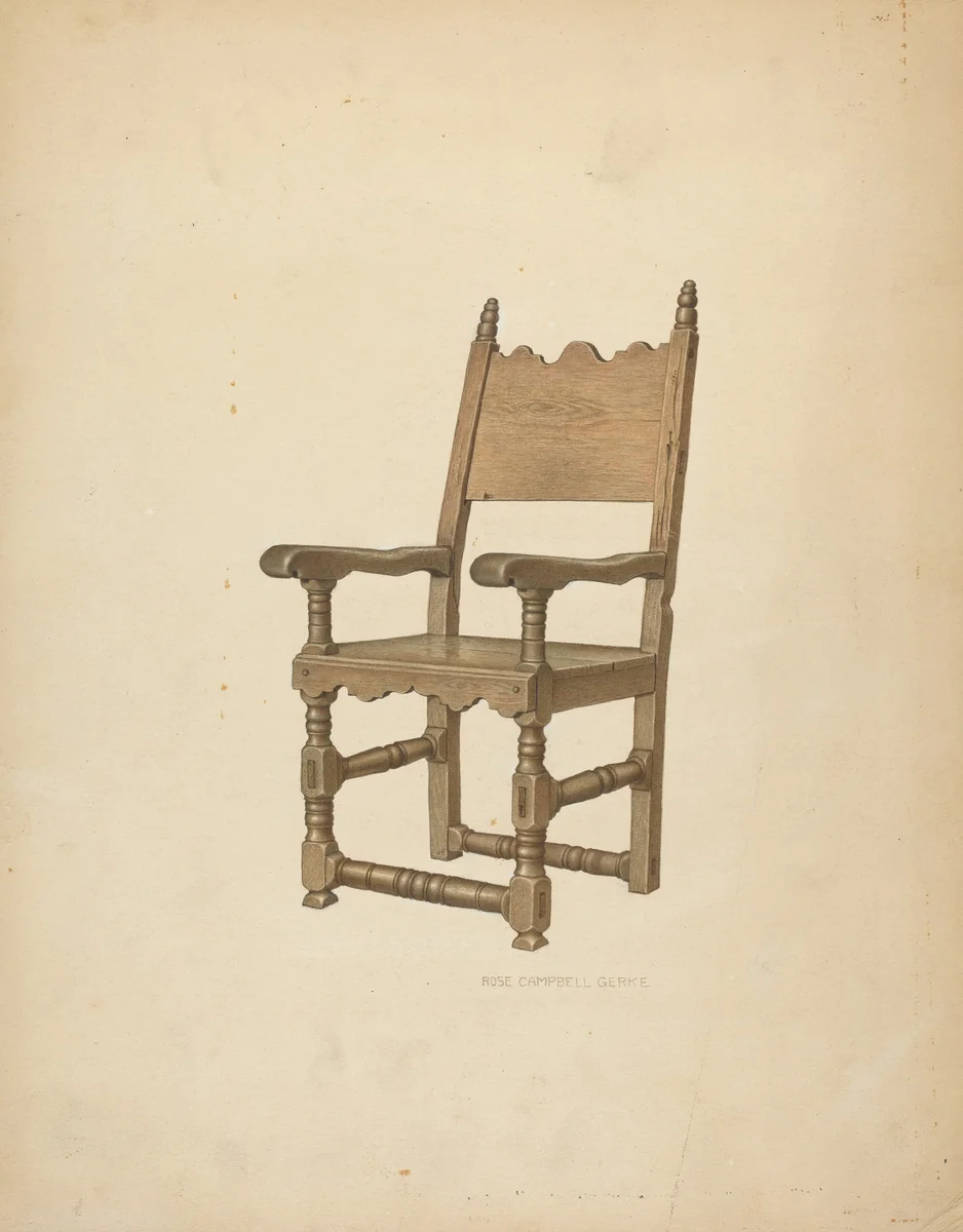 Sacristy Chair by Rose Campbell-Gerke, index of american design, 1939