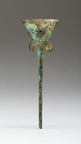 Hair Ornament or Pin with Triangular Head and Rattle by Chimú-Inca, metalwork, 1450-1532