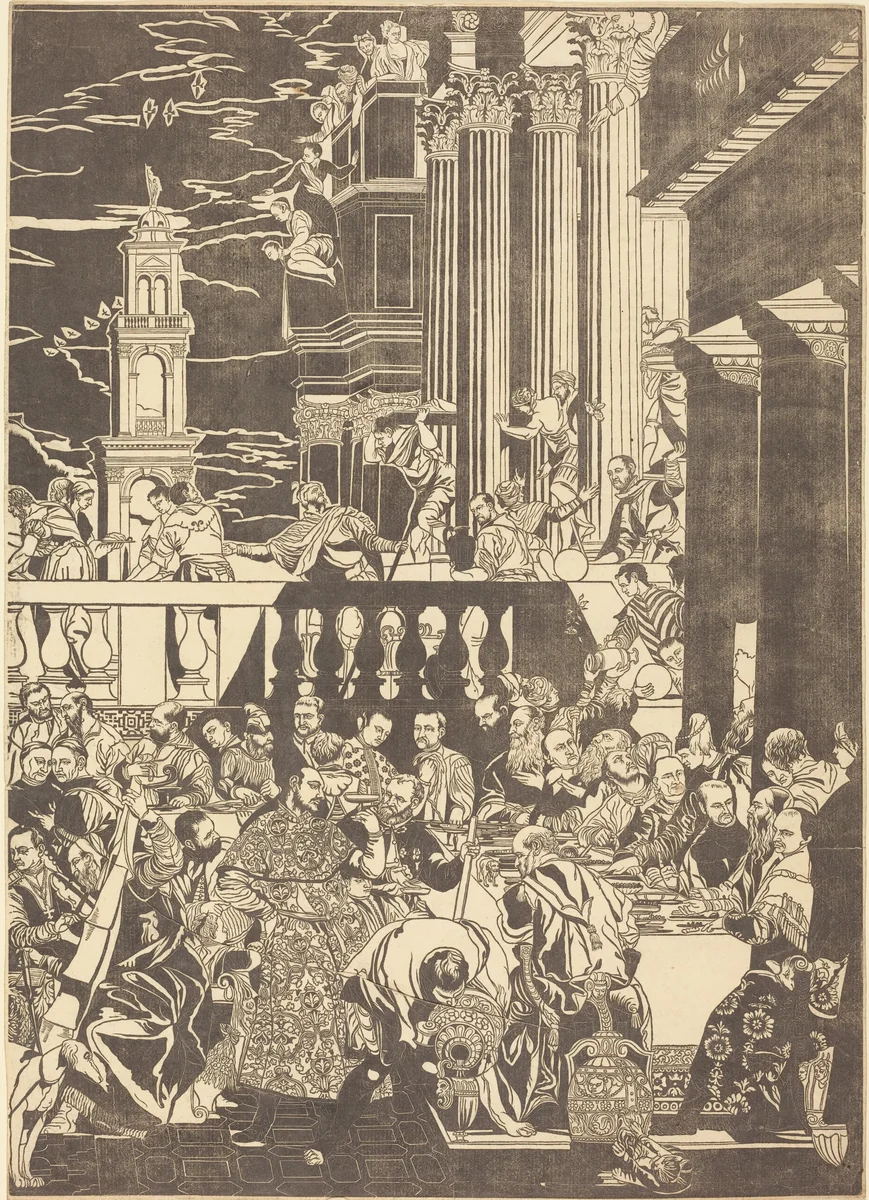 The Marriage at Cana [right plate] by John Baptist Jackson, print, 1740