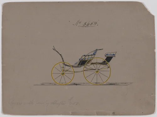 Design for Pony Phaeton, no. 3658 by Brewster & Co., drawing, 1880