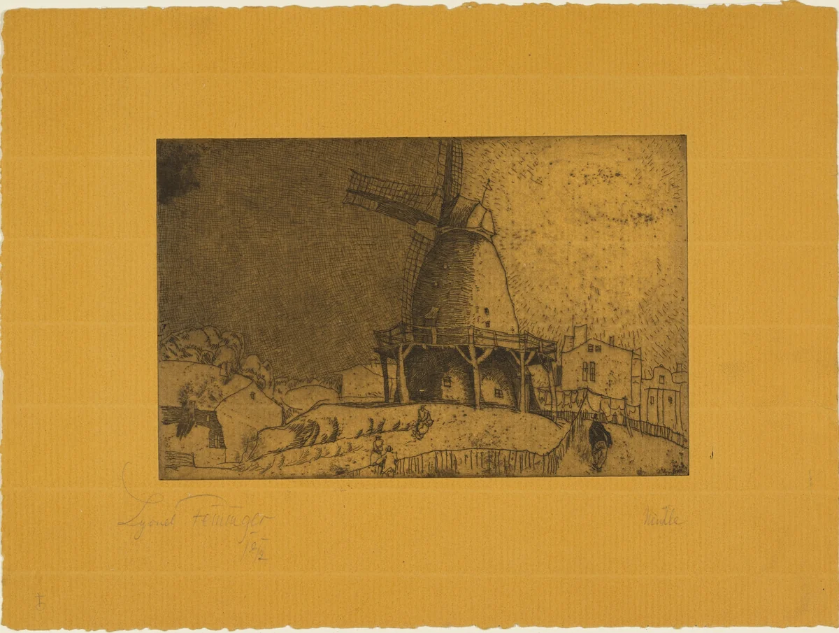 Old Windmill (Alte Mühle) by Lyonel Feininger, print, 1912