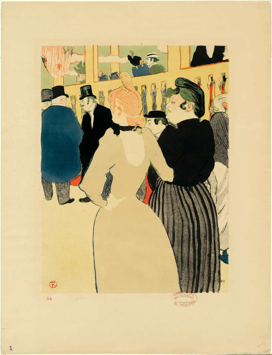 At the Moulin Rouge, La Goulue and Her Sister by Henri de Toulouse-Lautrec, print, 1892