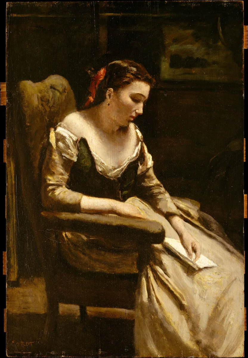 The Letter by Camille Corot, painting, 1860-1870