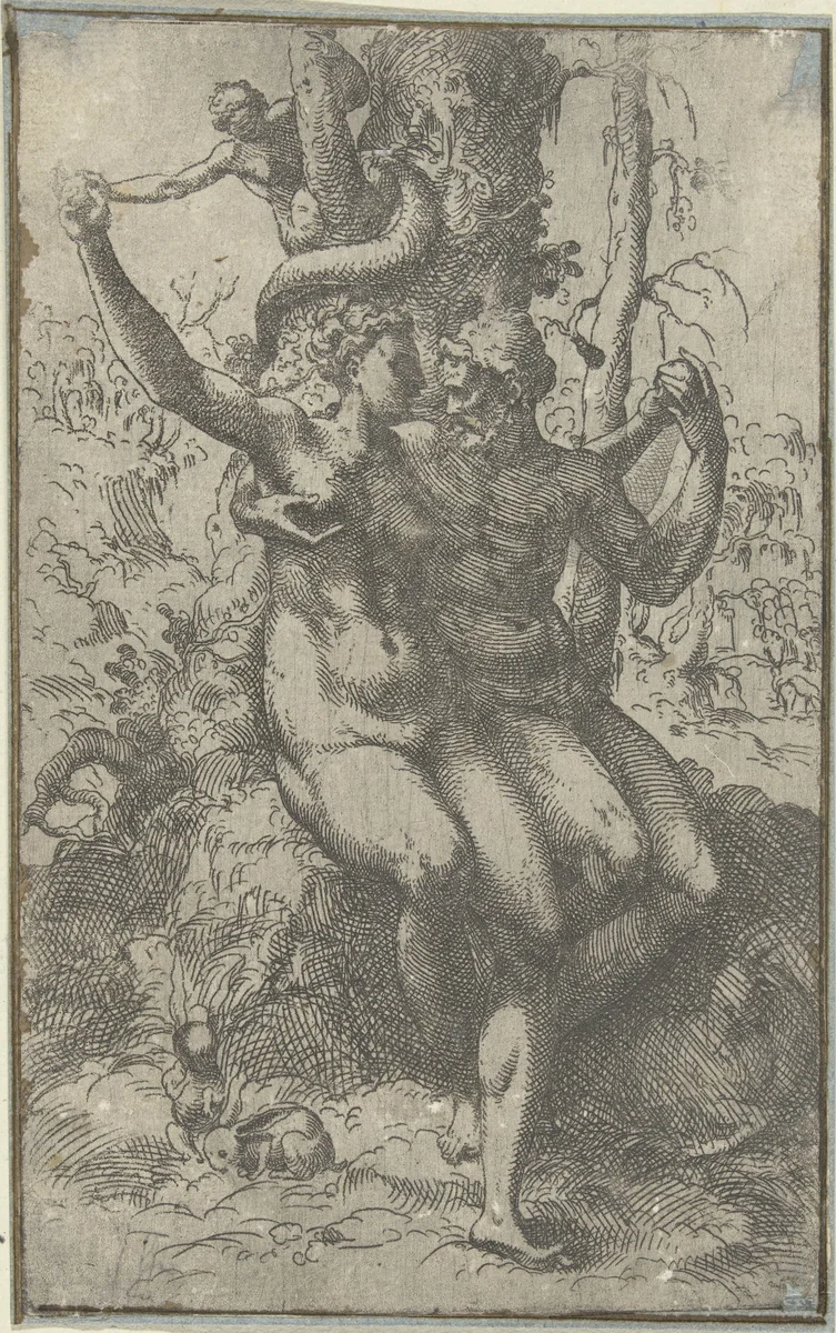 De zondeval by anonymous, print, 1550-1600